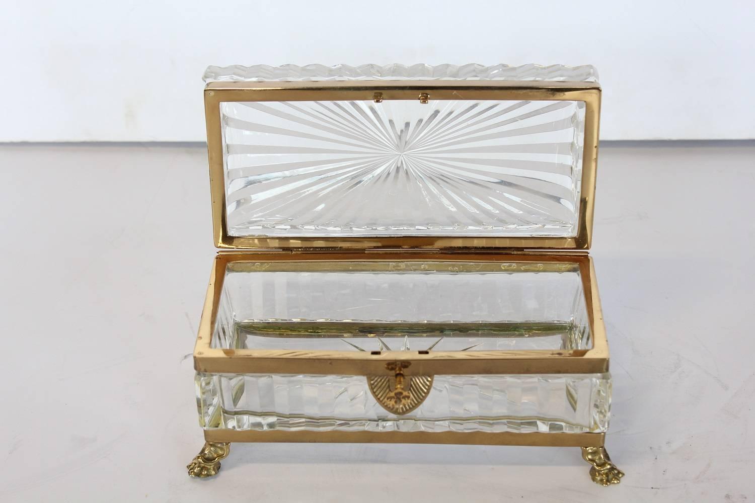 Baroque Antique French Cut Cystal Jewerly Box For Sale
