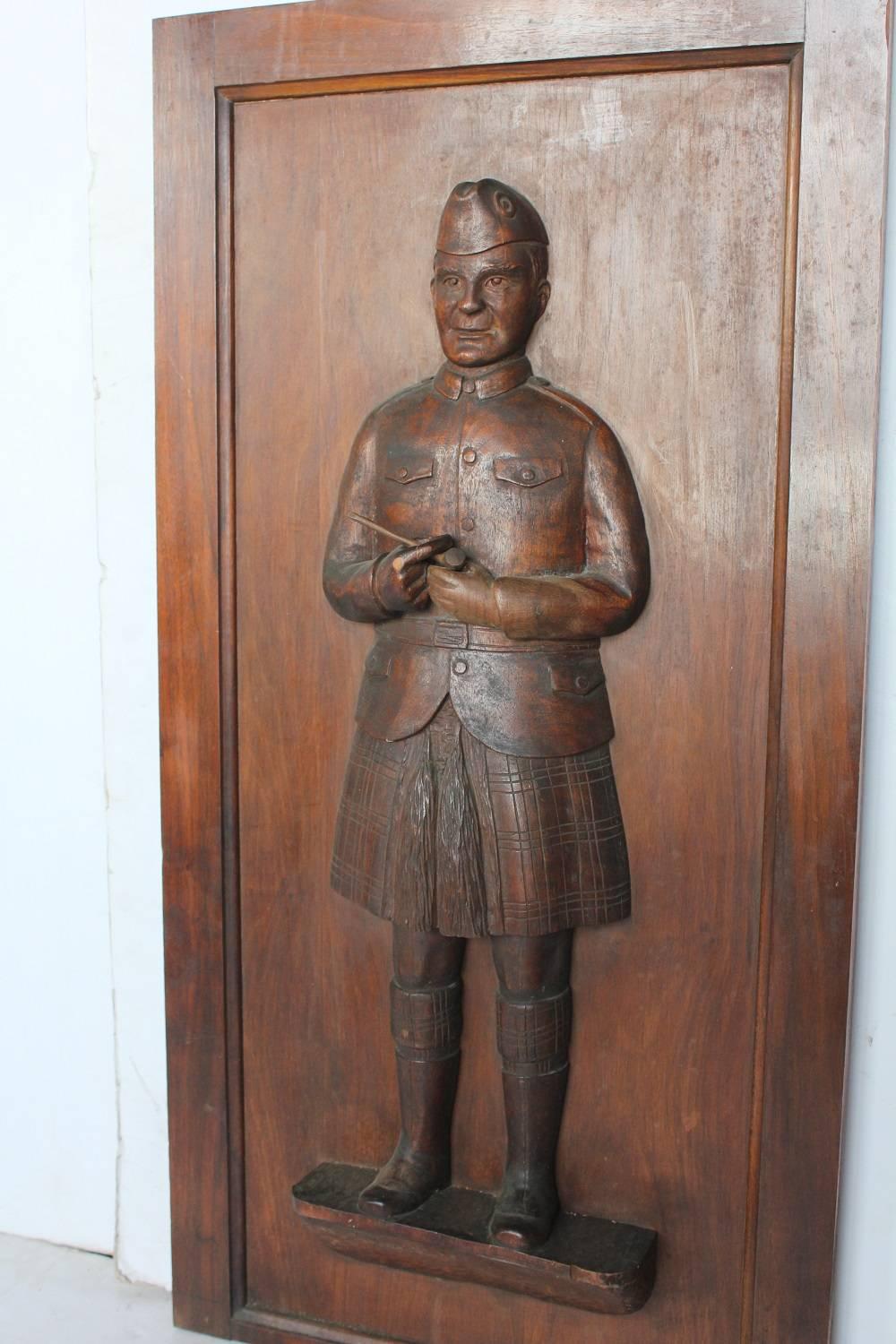 1900s hand-carved Scotsman tobacco store panel.