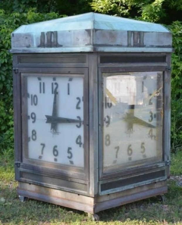 Spectacular Over Sized Antique Bank FourSided Outside Clock at 1stDibs