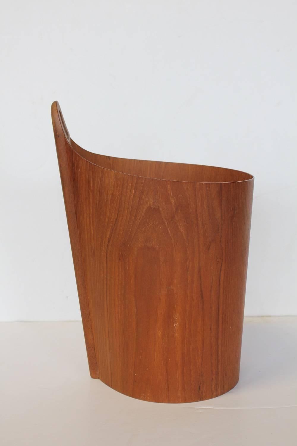 1950s teak wastepaper basket by Einar Barnes for P.S. Heggen.