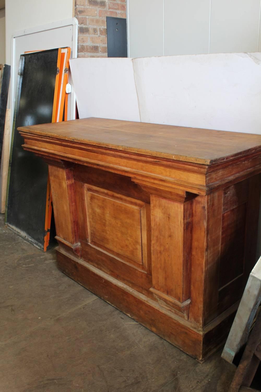 Antique candy store wood counter or front bar.