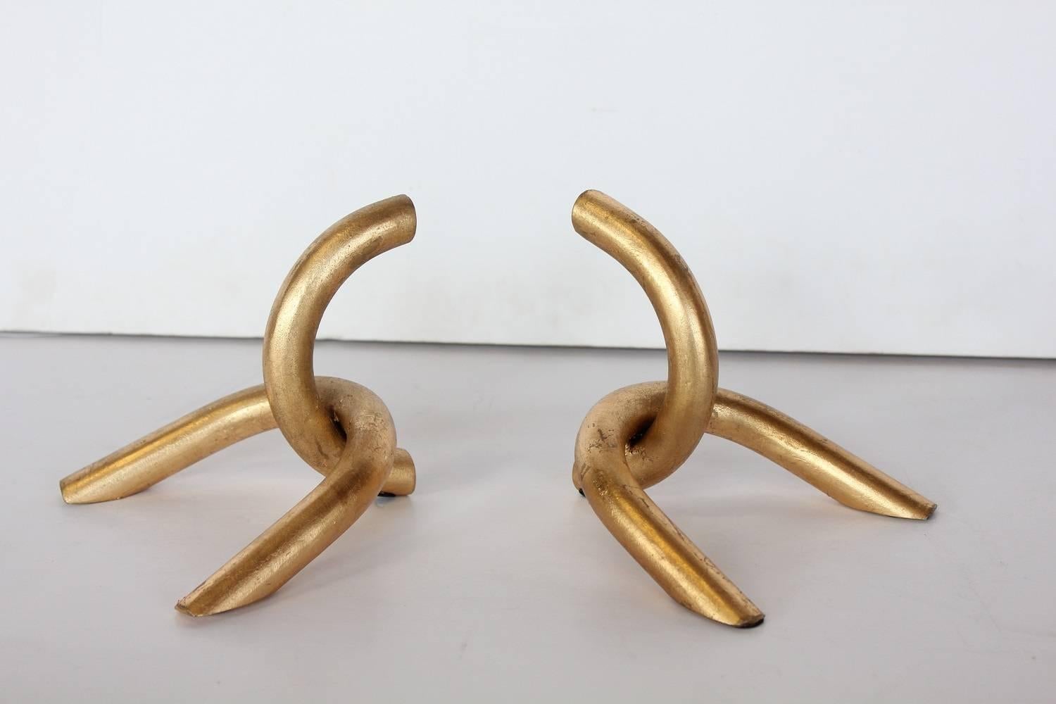 Stylish modernist gilded chain link bookends.