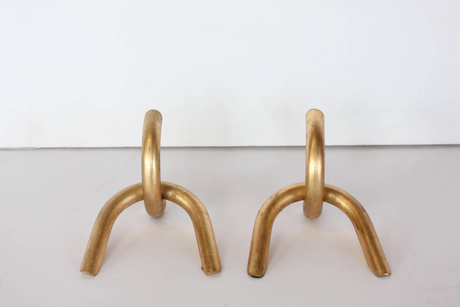 Mid-Century Modern Stylish Modernist Gilded Chain Link Bookends For Sale