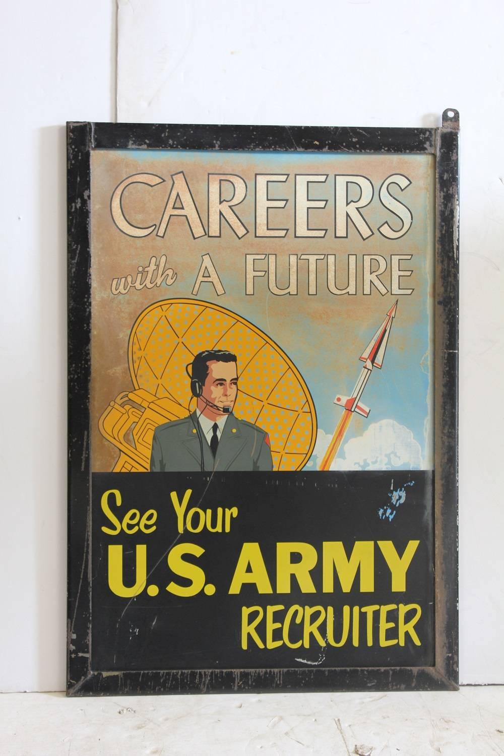 Rare 1950s double sided U.S. army recruiter sign.