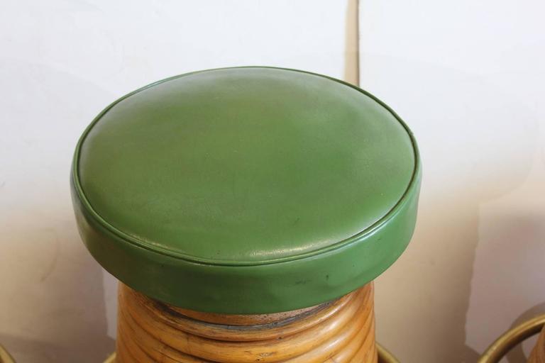 MidCentury Bamboo and Brass Bar Stools at 1stDibs