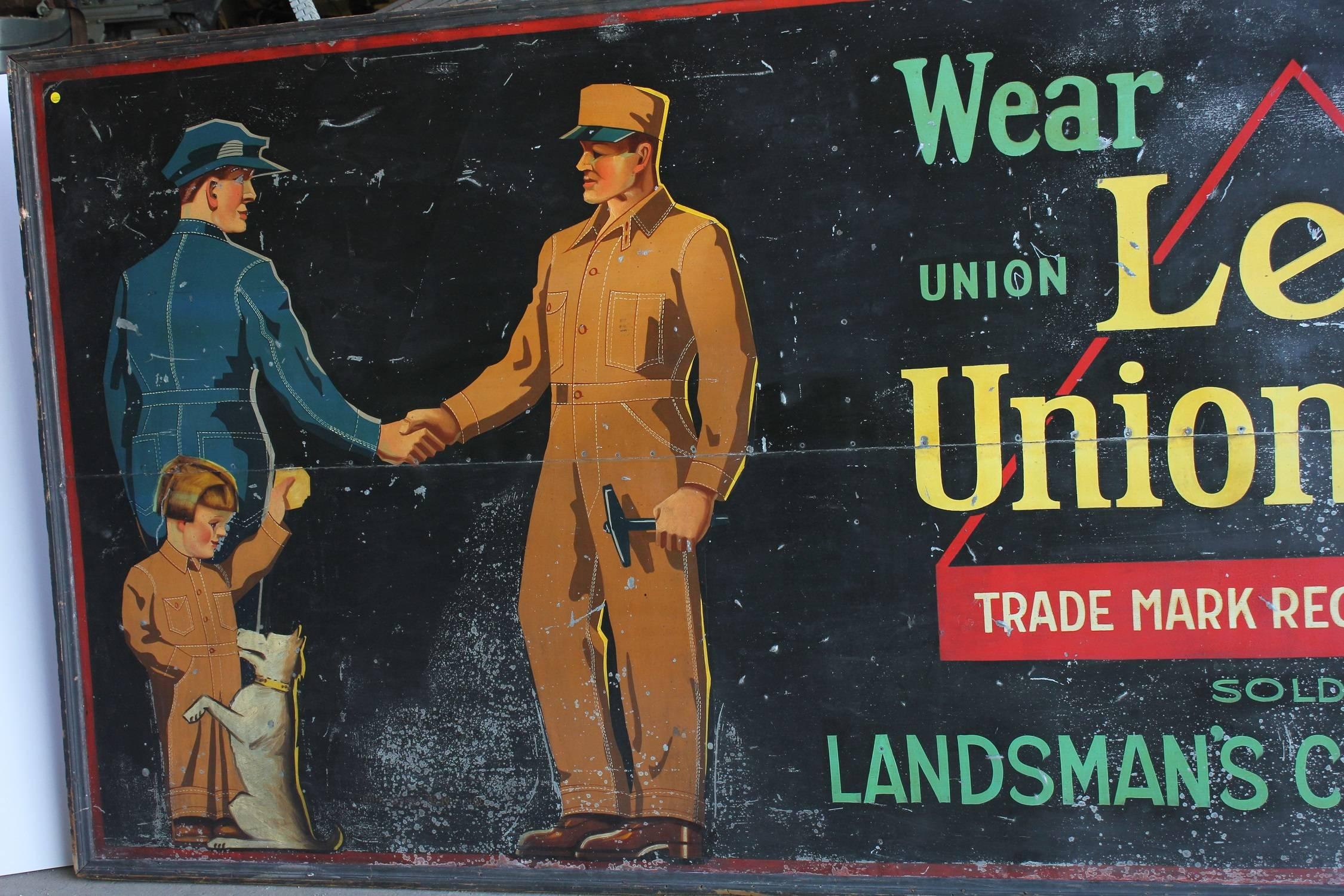 Large Rare 1920s Hand-Painted Tin Sign 