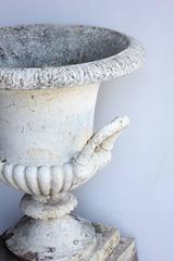 Large Antique 1800s Neoclassical Cast Iron Urn with Pedestal