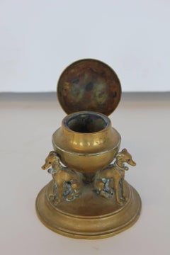 Antique English Brass Inkwell