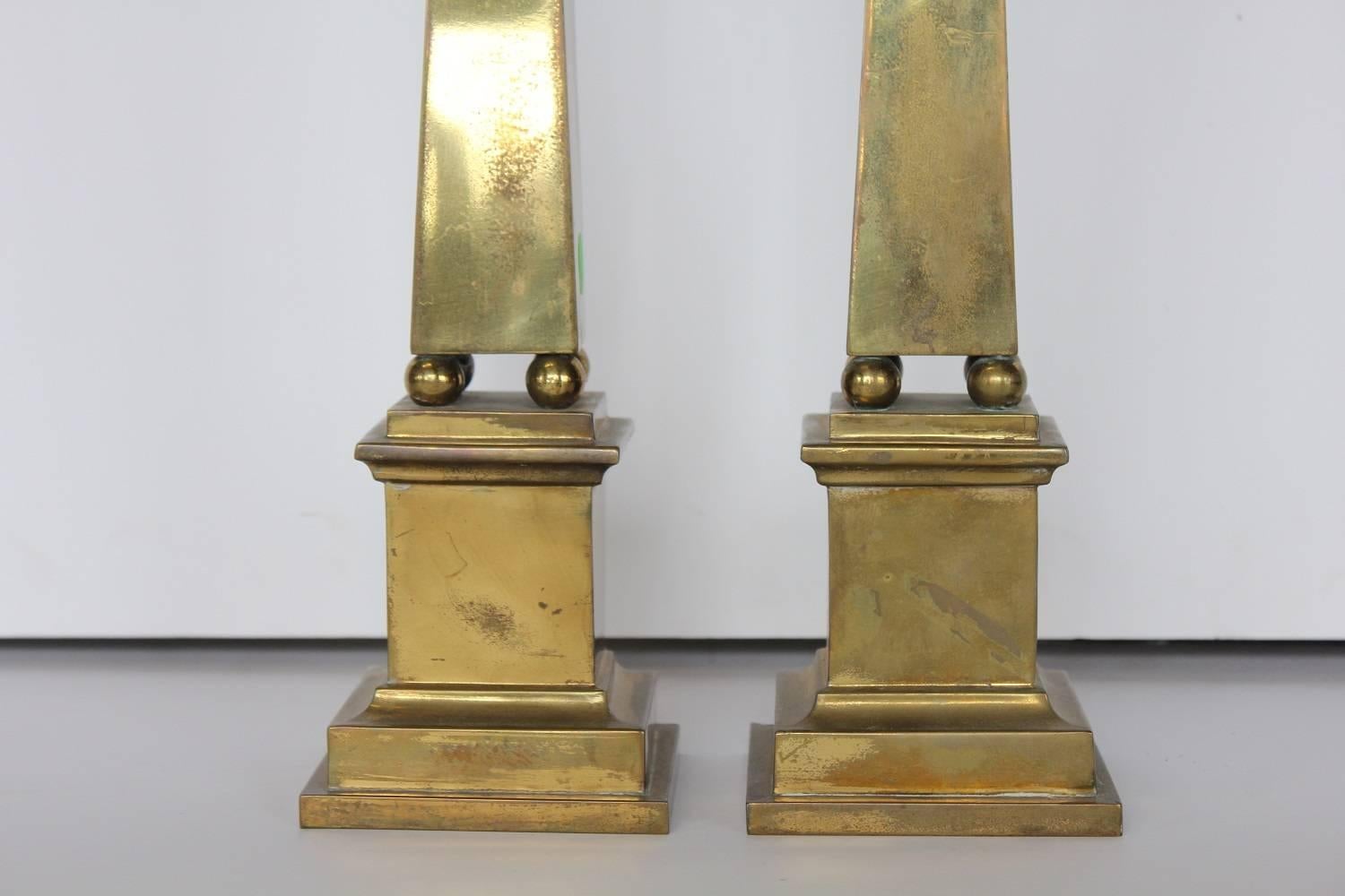 Mid-Century Modern Midcentury Italian Brass Obelisks