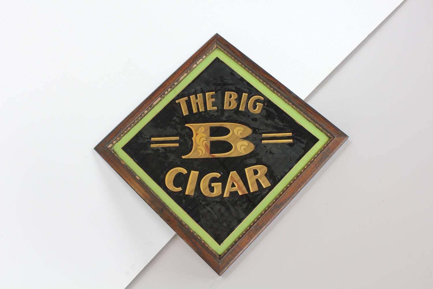 Early 20th century American reverse painted glass sign 
