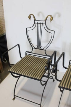 1930s Lyre Back Swan Garden Armchairs by Samuel Copelon