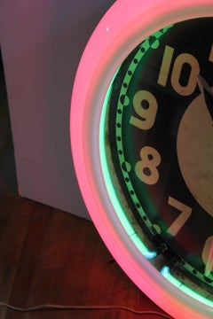 1930s Neon Clock by Cleveland Clock Company