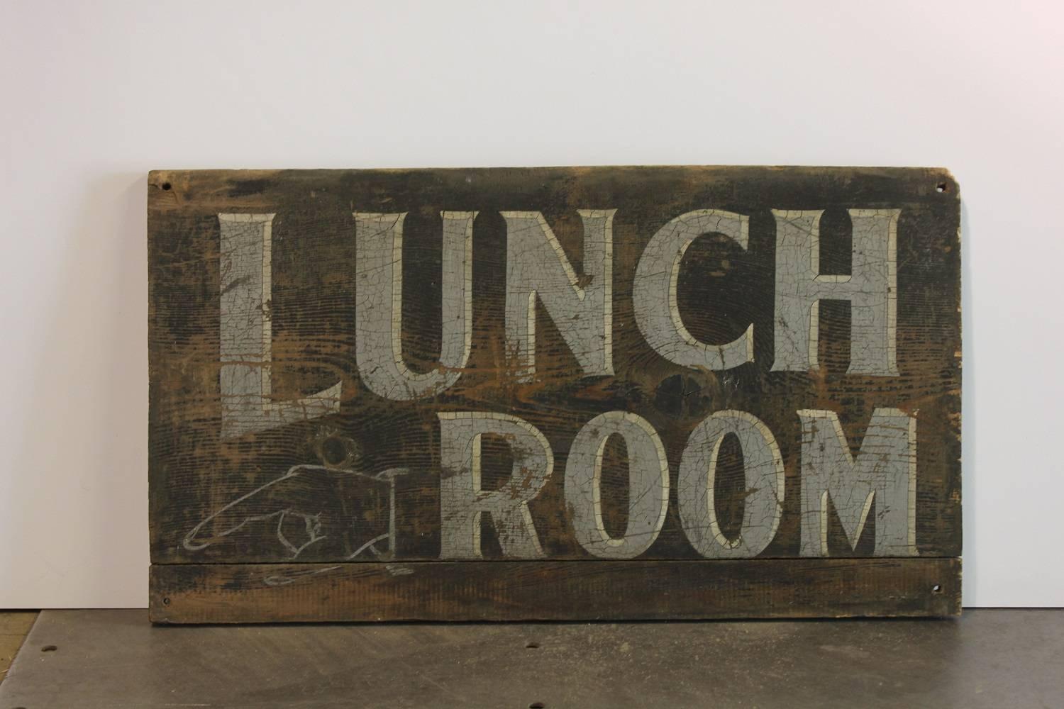 1920s Hand Painted Wood Sign " Lunch Room "