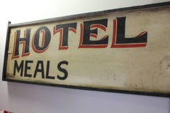 Antique Double-Sided Hand-Painted Wood "Hotel Erway" Board