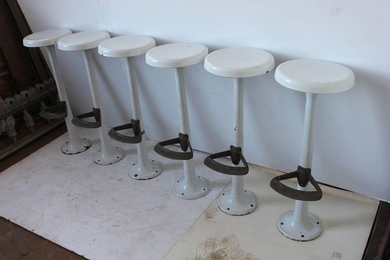 Antique Soda Fountain Porcelain Bar Stools at 1stDibs