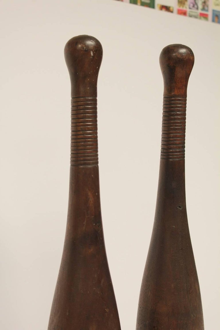 Large Antique Wooden Indian Clubs/Exercise Clubs/Juggling Pins For Sale