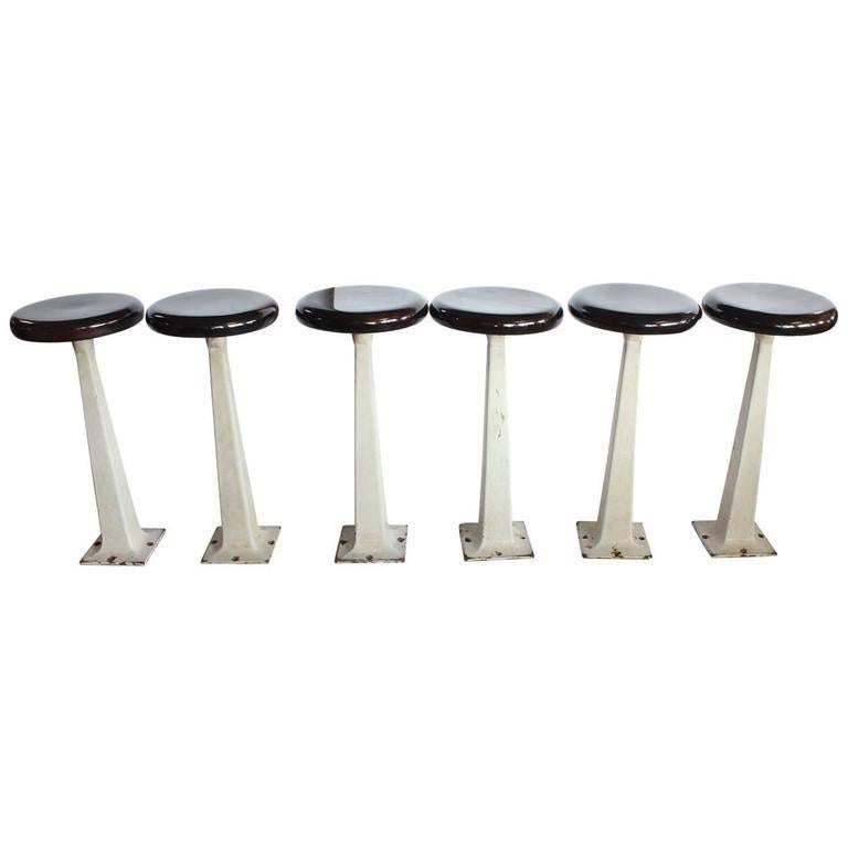 1930s American original ice cream parlour stool, four available. Listed price is for each stool. They could be mounted to floor.