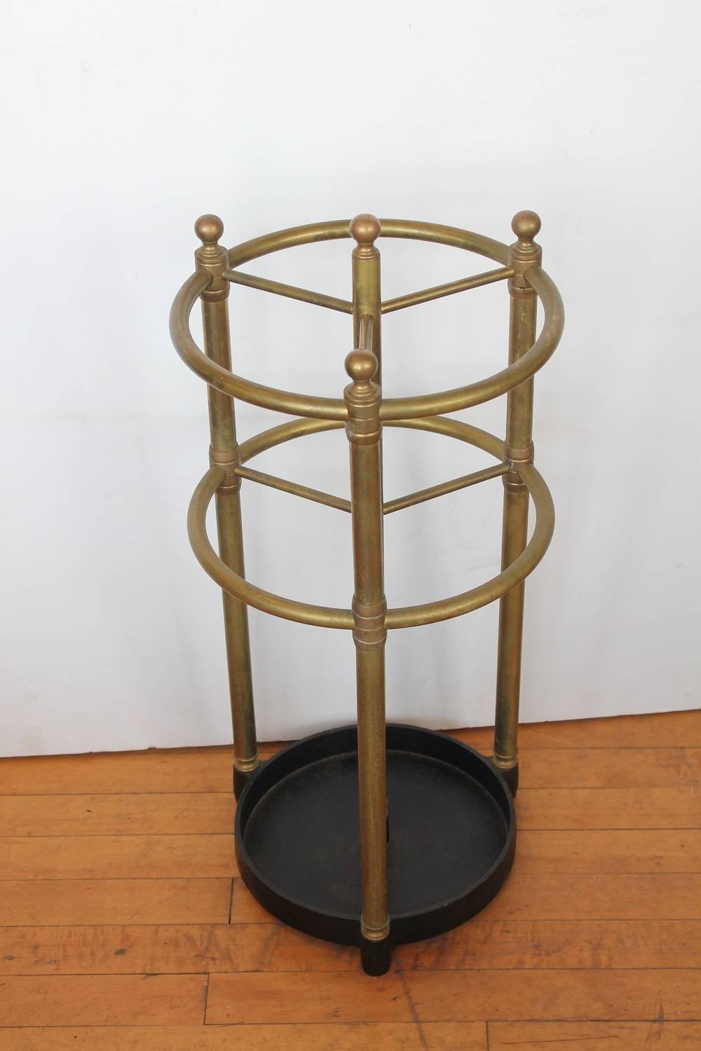 British Antique English Brass Umbrella Stand