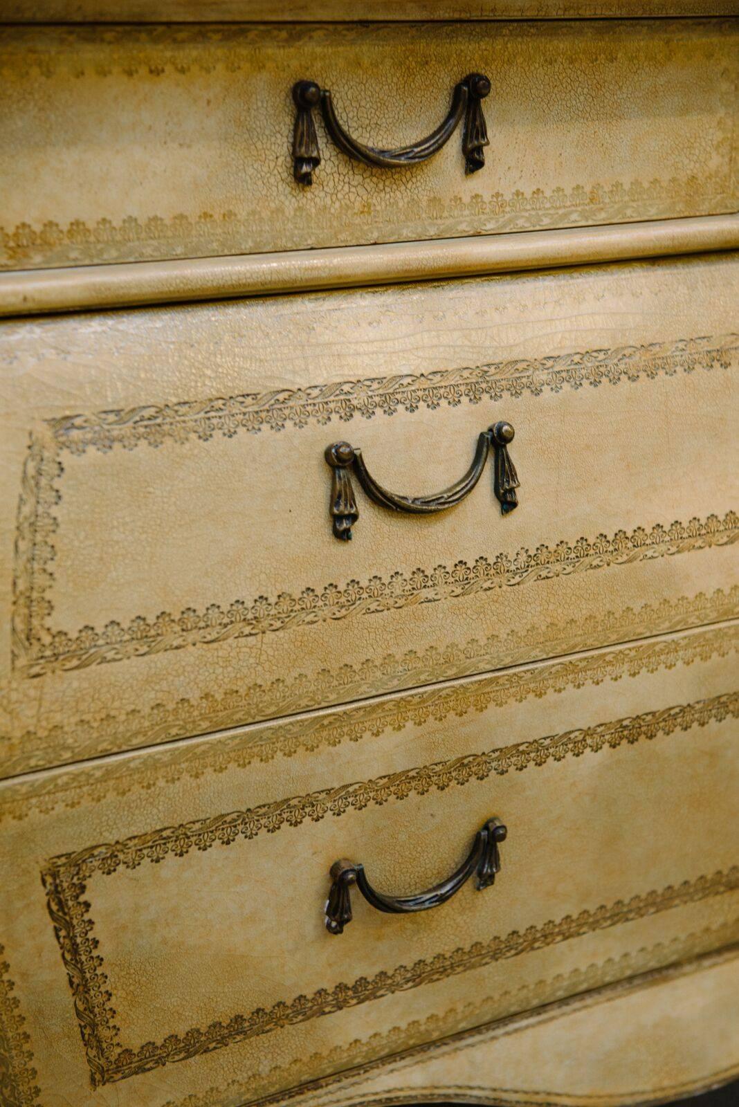 1900s Italian Embossed Leather Dresser In Good Condition For Sale In Chicago, IL