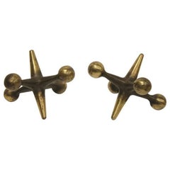Midcentury Brass Jacks Bookends by Bill Curry