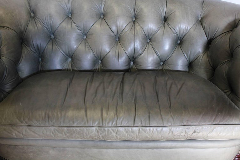 Chesterfield Tufted Leather Sofa By Han And Moore At 1stdibs Chesterfield Tufted Leather Sofa By Han Moore In Beautiful Grayish Green Tone It Has
