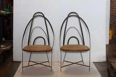 Mid Century French Handmade Iron Chairs