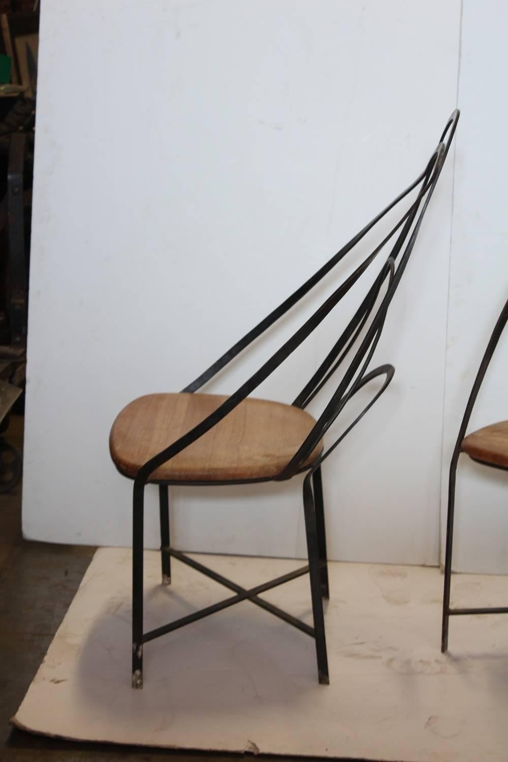 Mid-20th Century Mid Century French Handmade Iron Chairs For Sale