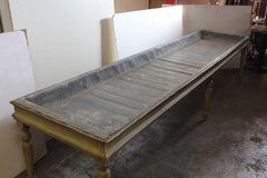Antique American Zinc Top Farm Table