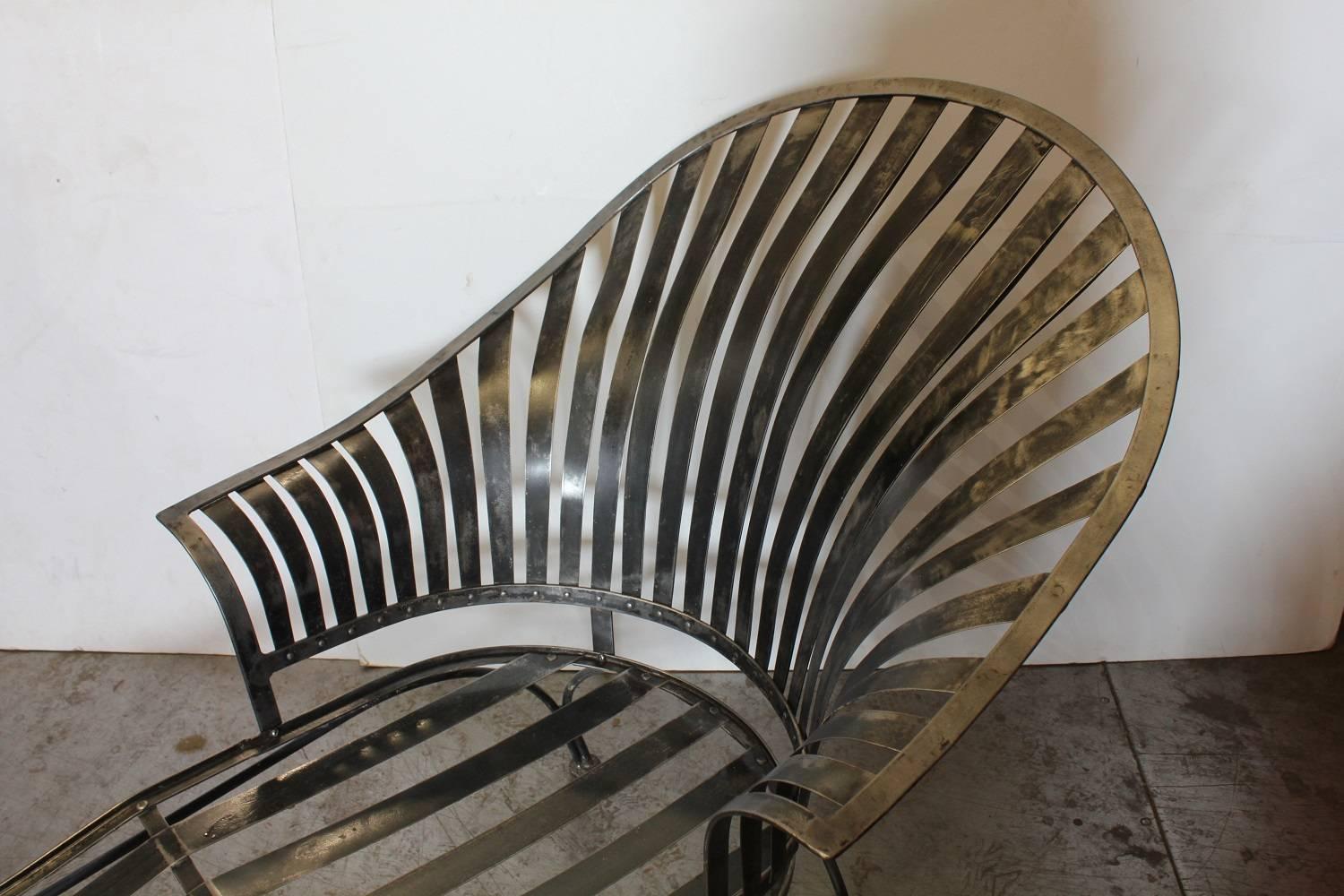 American Midcentury Metal Chaise Lounge by Russell Woodard For Sale