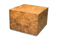 Milo Baughman Midcentury Burlwood Cube Coffee Table