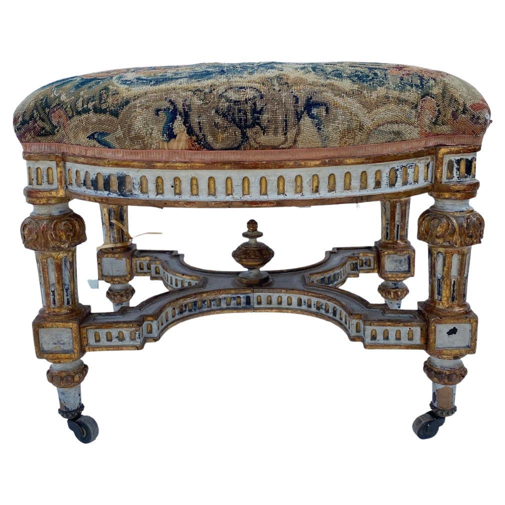 19th Century French Giltwood and Painted Bench