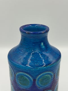 Vaso in ceramica con motivo a cerchi "Rimini Blu" di Aldo Londi per Bitossi, anni '60