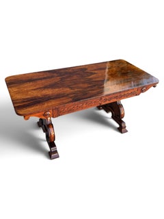 Table basse de salon / bureau double en bois de rose de style Régence anglaise, vers 1820