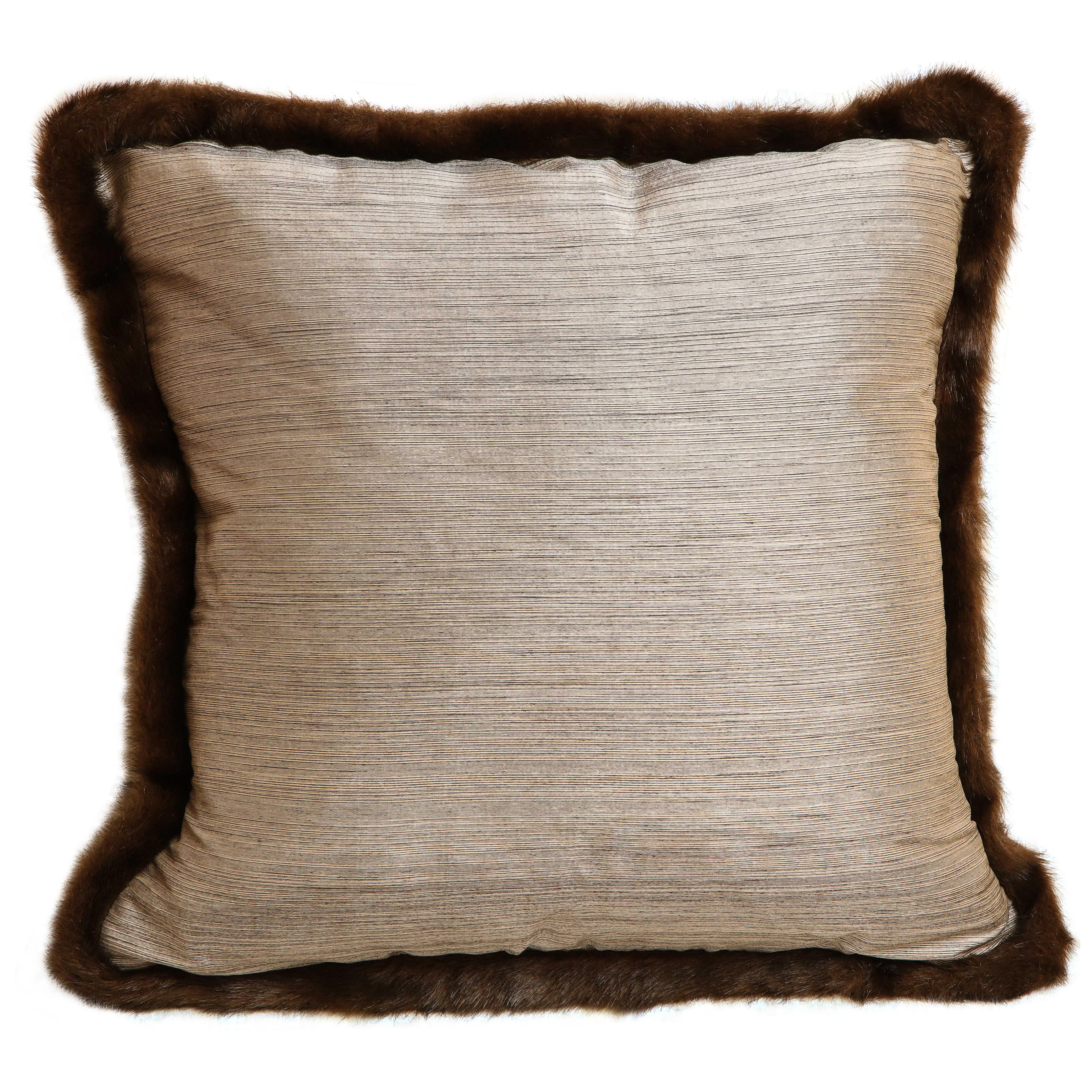 Pair of Silver and Bronze Silk and Fur Anglo-Japanese Pillow For Sale 1