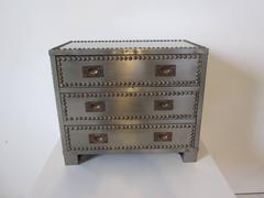 Edelstahl- und Messingbeschlagene Schmuckkiste im Industriestil