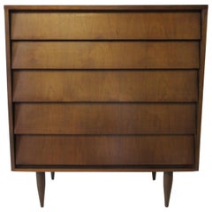 Knoll Styled Tall Walnut Dresser or Chest