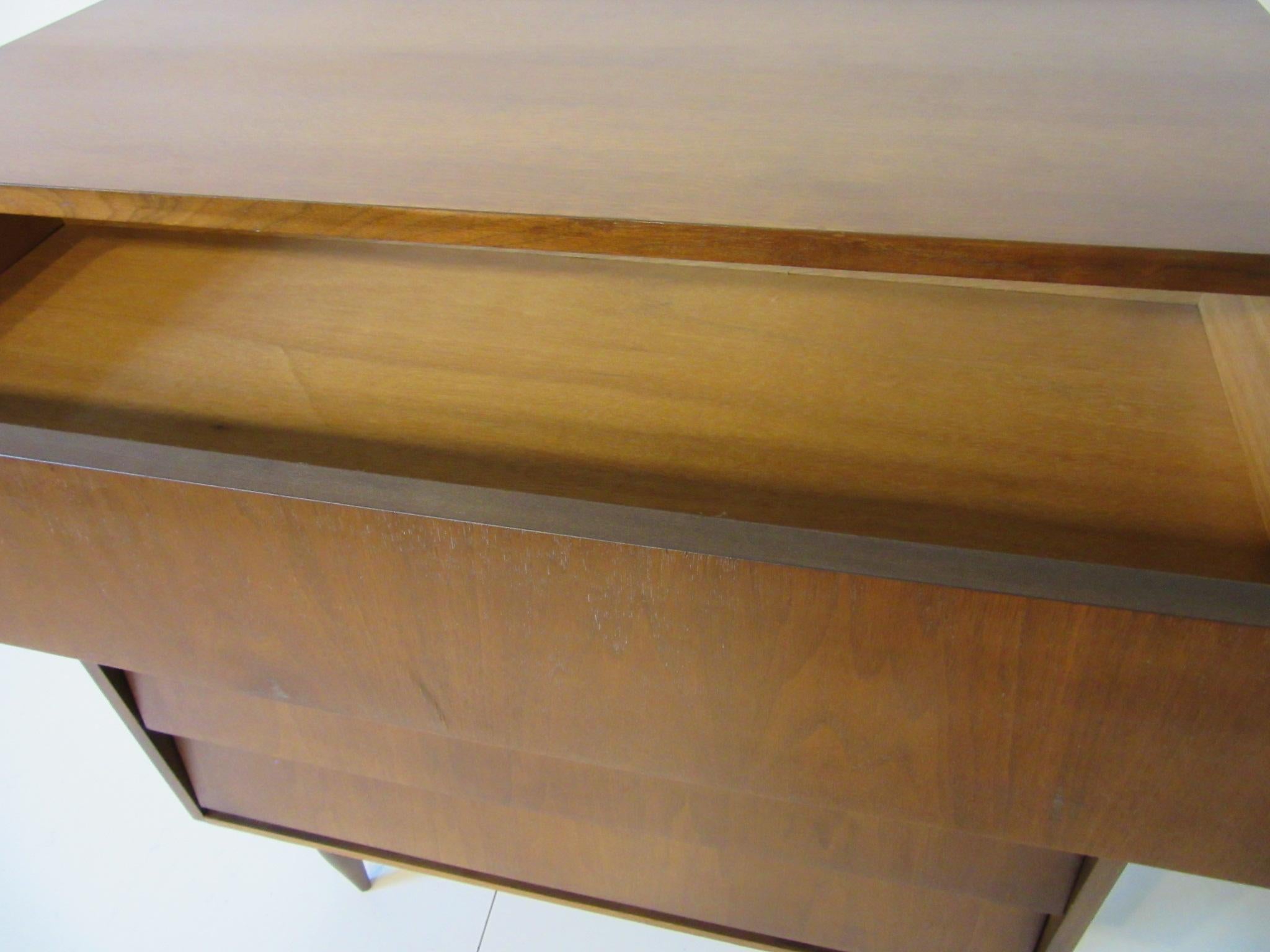 Knoll Styled Tall Walnut Dresser or Chest In Excellent Condition In Cincinnati, OH