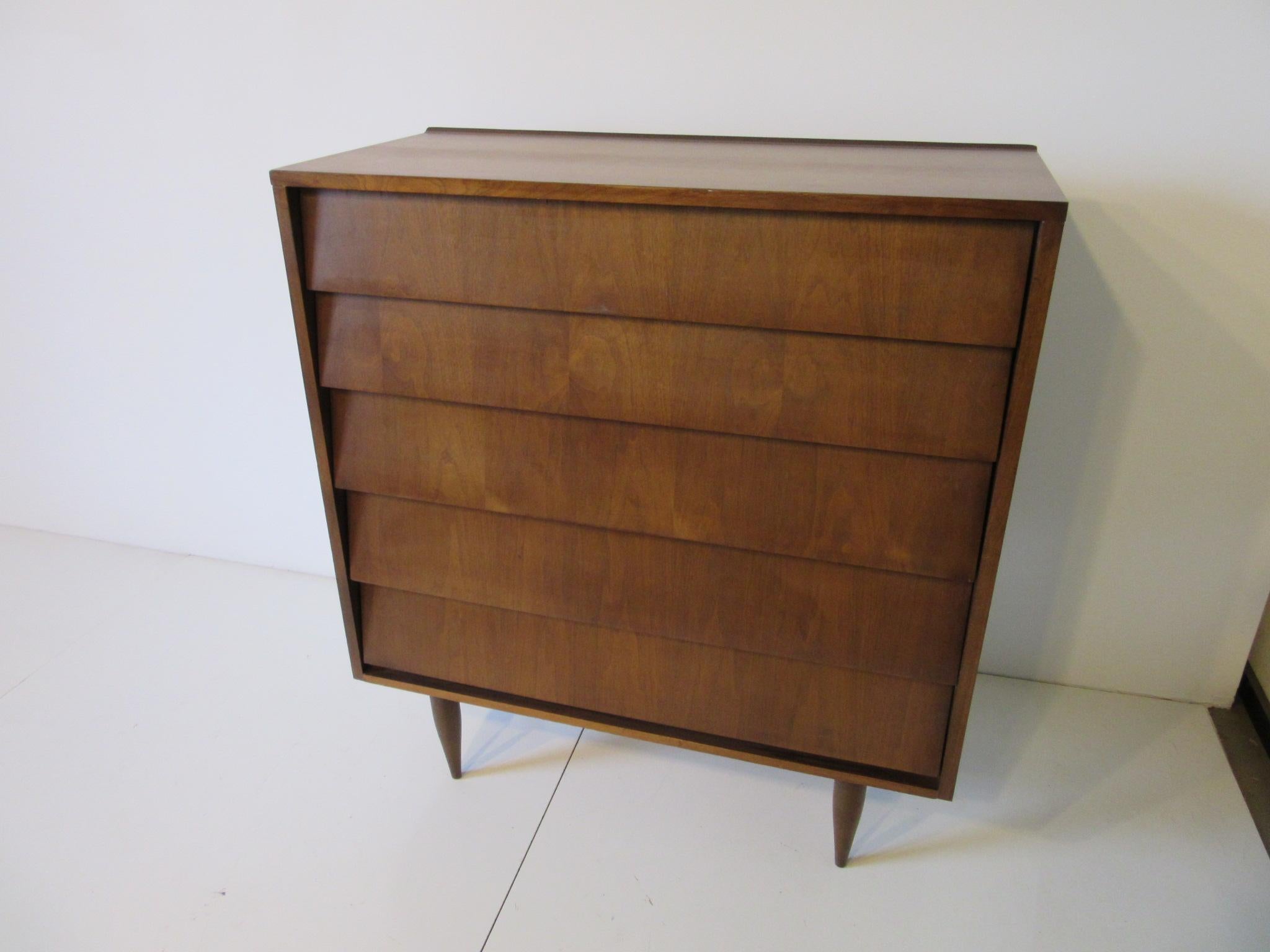 Knoll Styled Tall Walnut Dresser or Chest 2