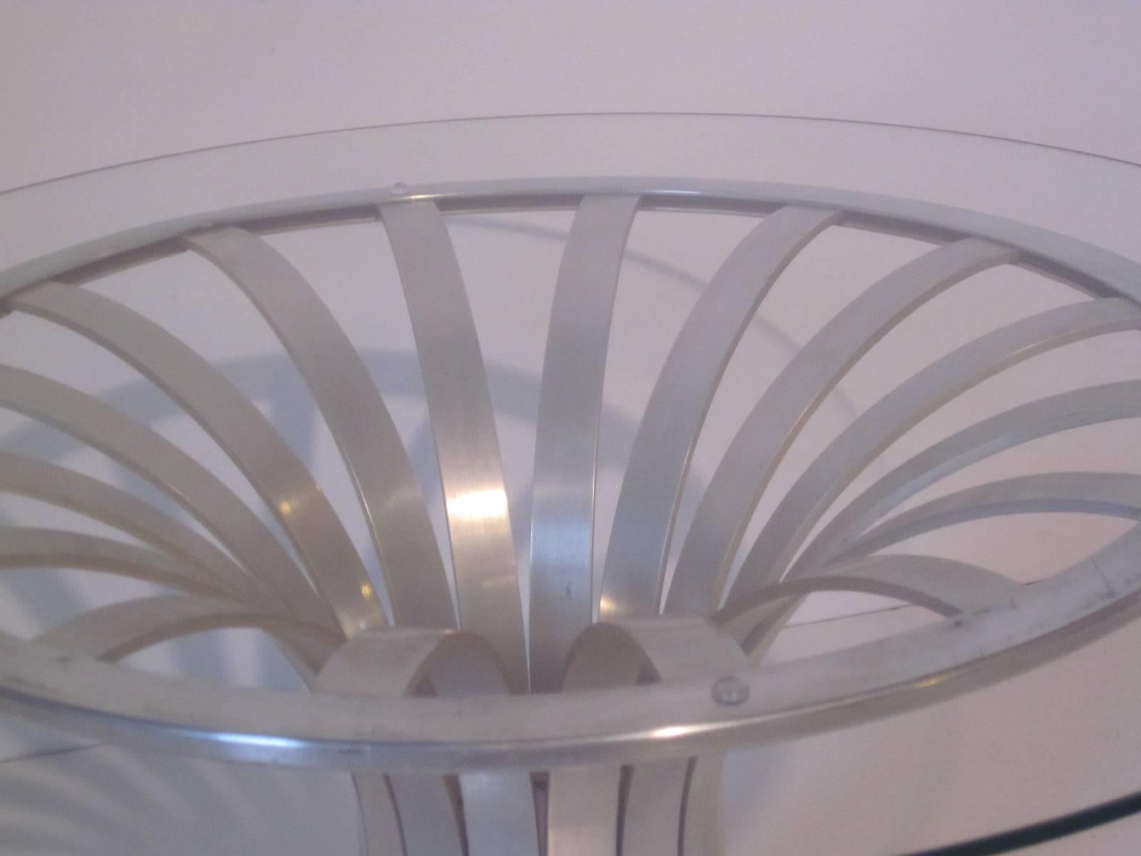 Russell Woodard Aluminum Banded Coffee or Side Table In Excellent Condition In Cincinnati, OH