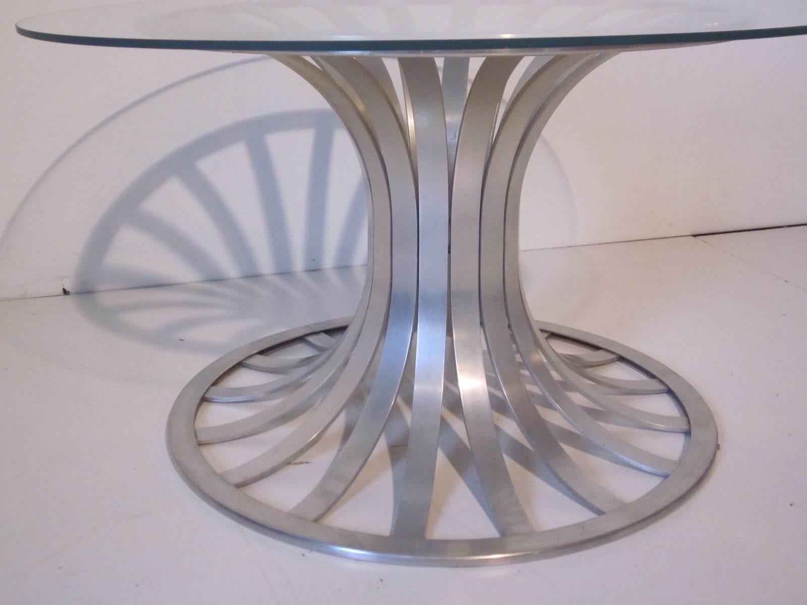 20th Century Russell Woodard Aluminum Banded Coffee or Side Table