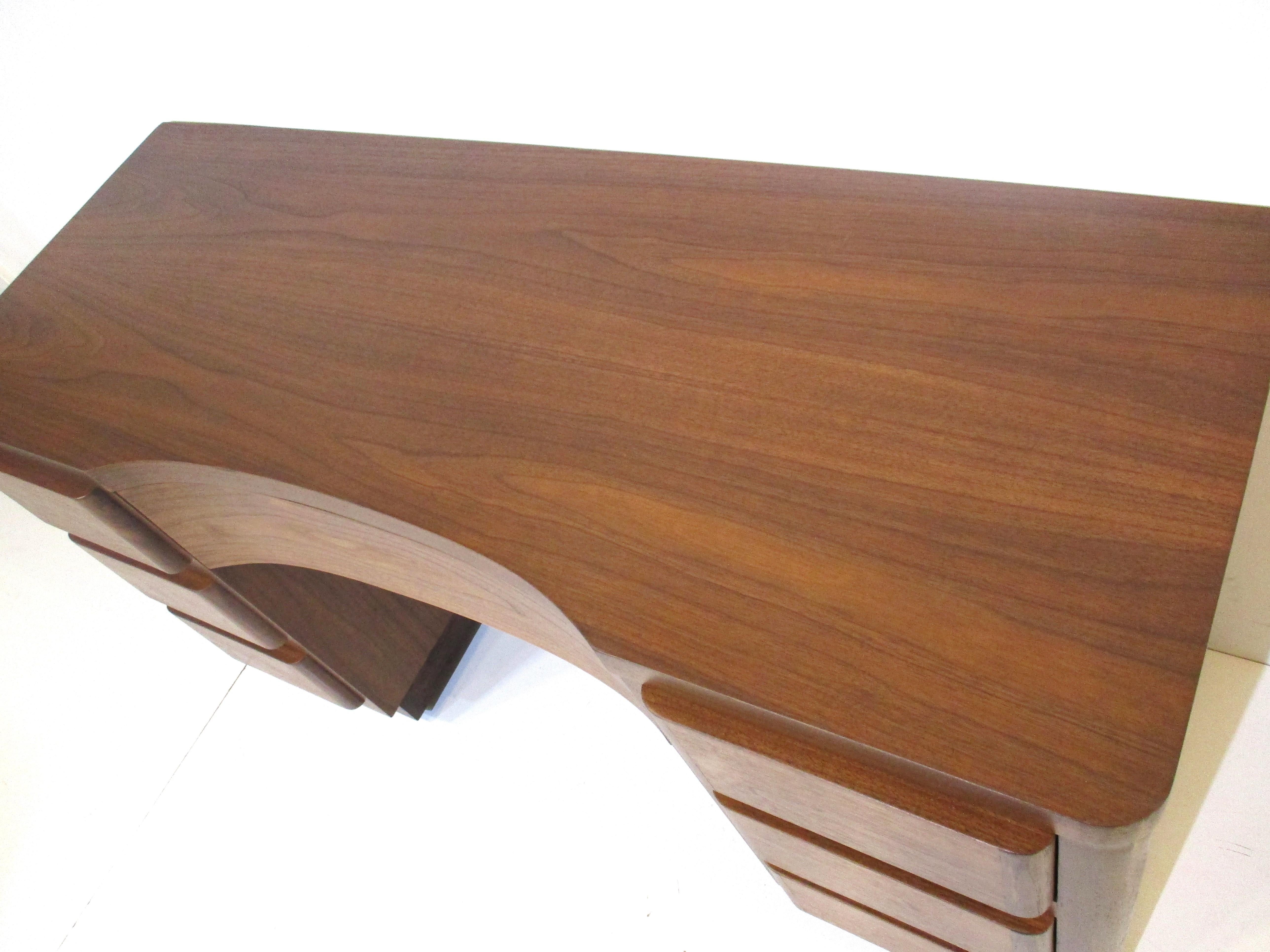 Midcentury Walnut Vanity with Mirror 3