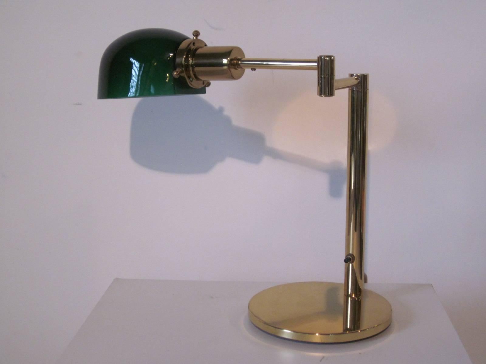 American Nessen Brass and Glass Desk Lamp