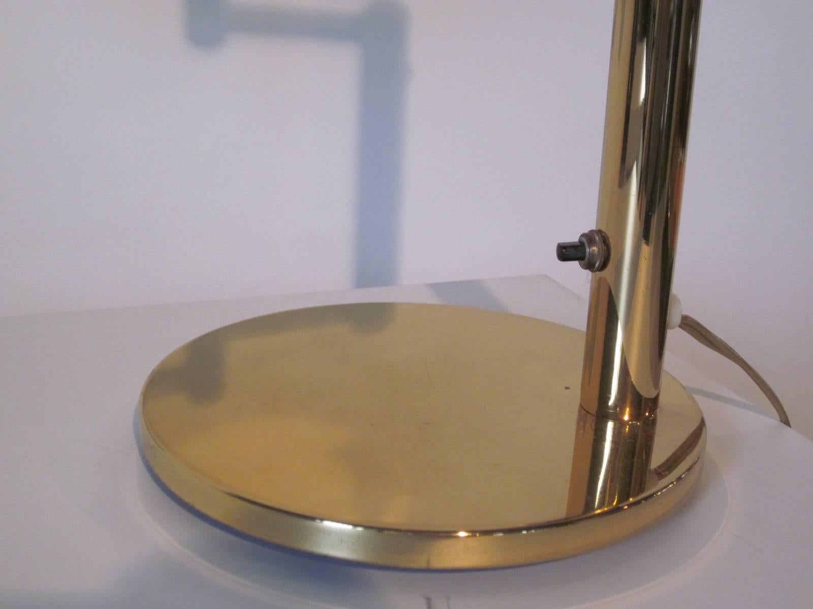 Nessen Brass and Glass Desk Lamp In Excellent Condition In Cincinnati, OH