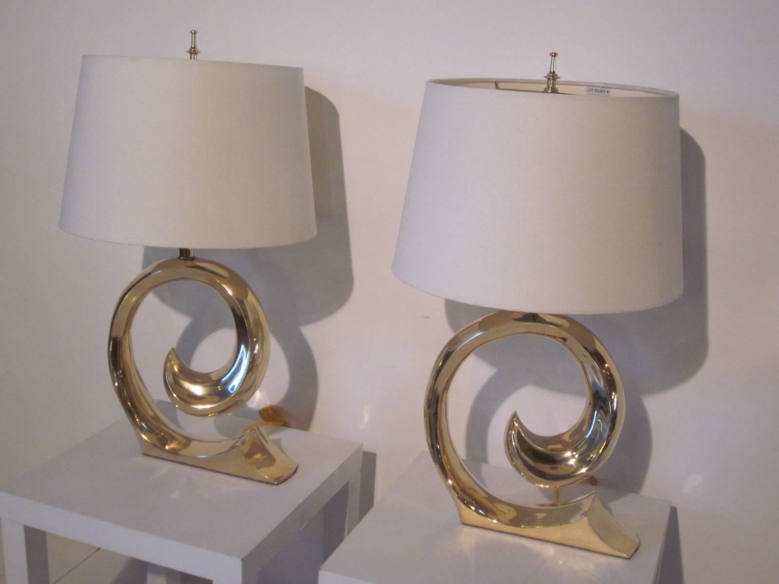 20th Century Pierre Cardin Brass Table Lamps