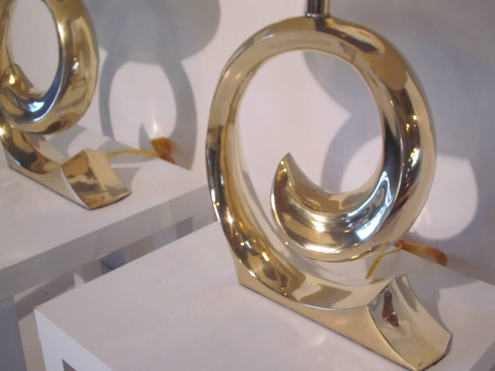 Modern Pierre Cardin Brass Table Lamps