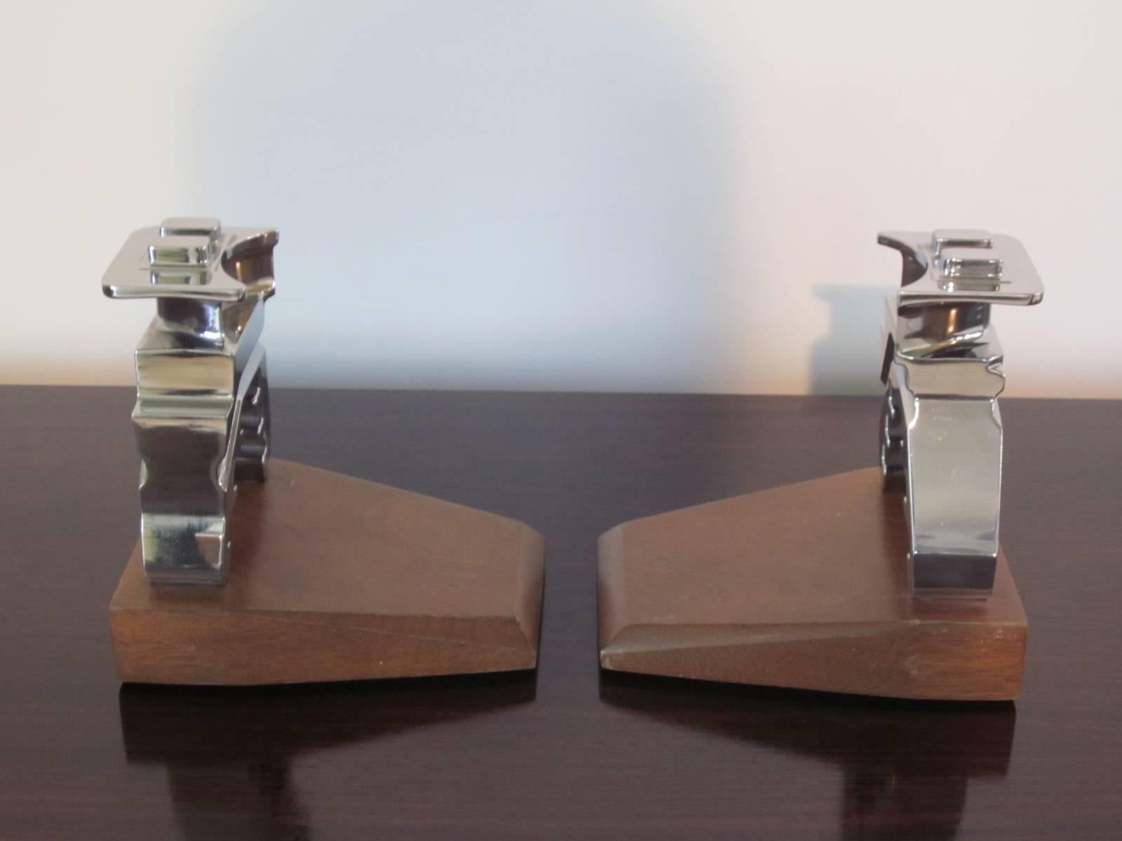 Chromed Industrial Automotive Bookends In Excellent Condition In Cincinnati, OH
