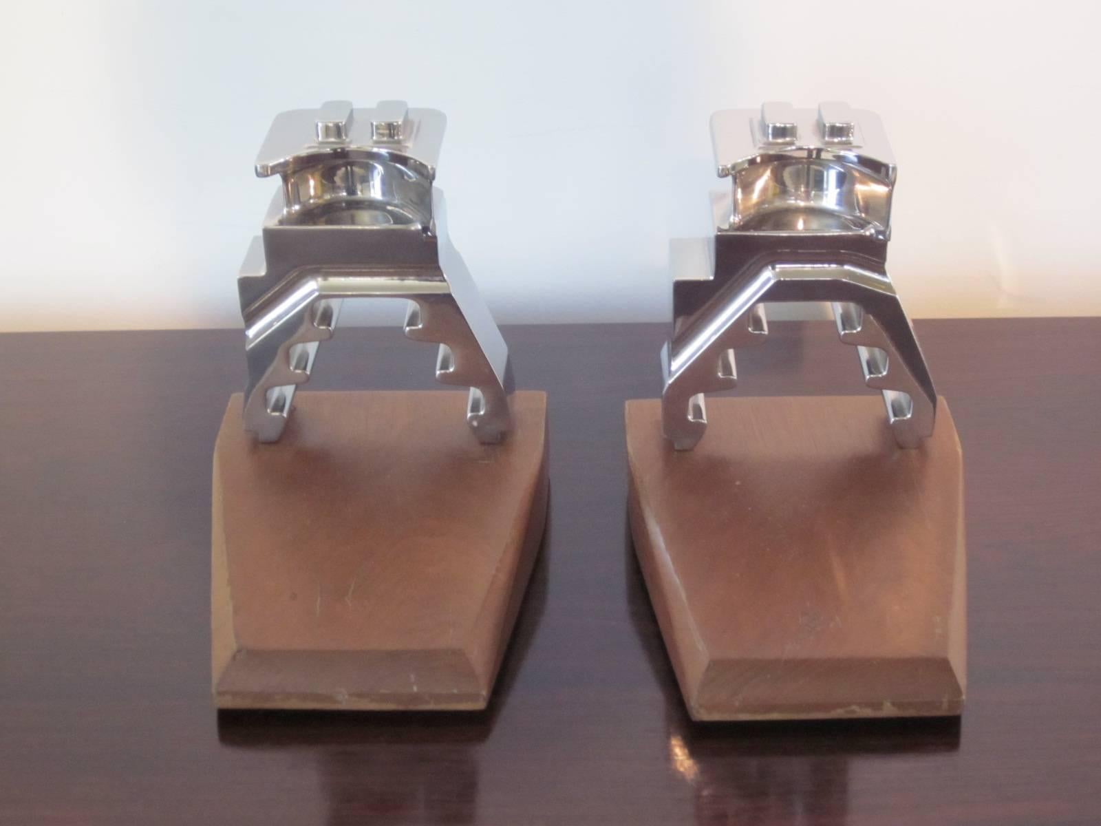 20th Century Chromed Industrial Automotive Bookends