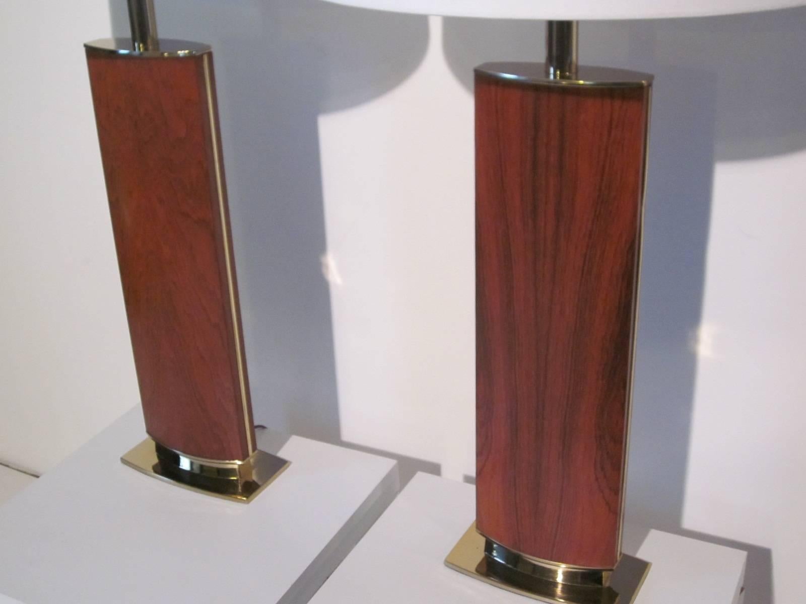 20th Century Stiffel Rosewood and Brass Table Lamps