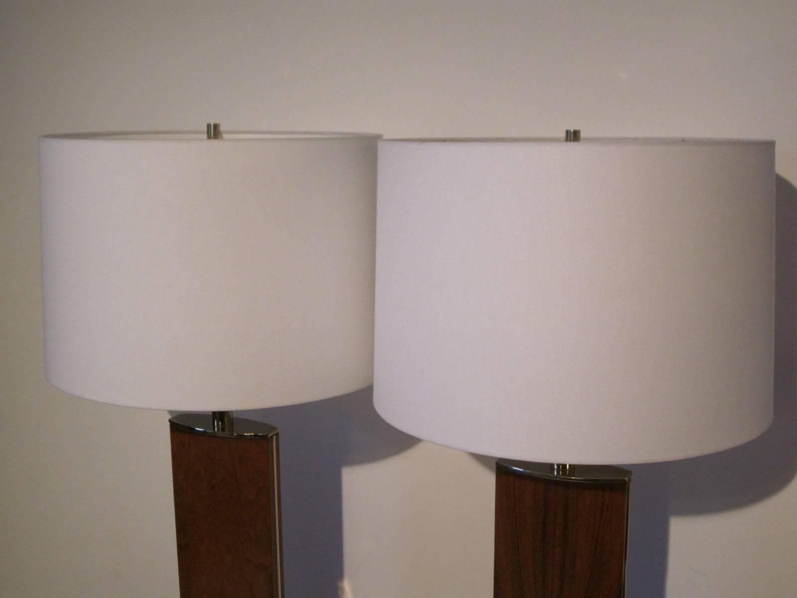 Stiffel Rosewood and Brass Table Lamps 1