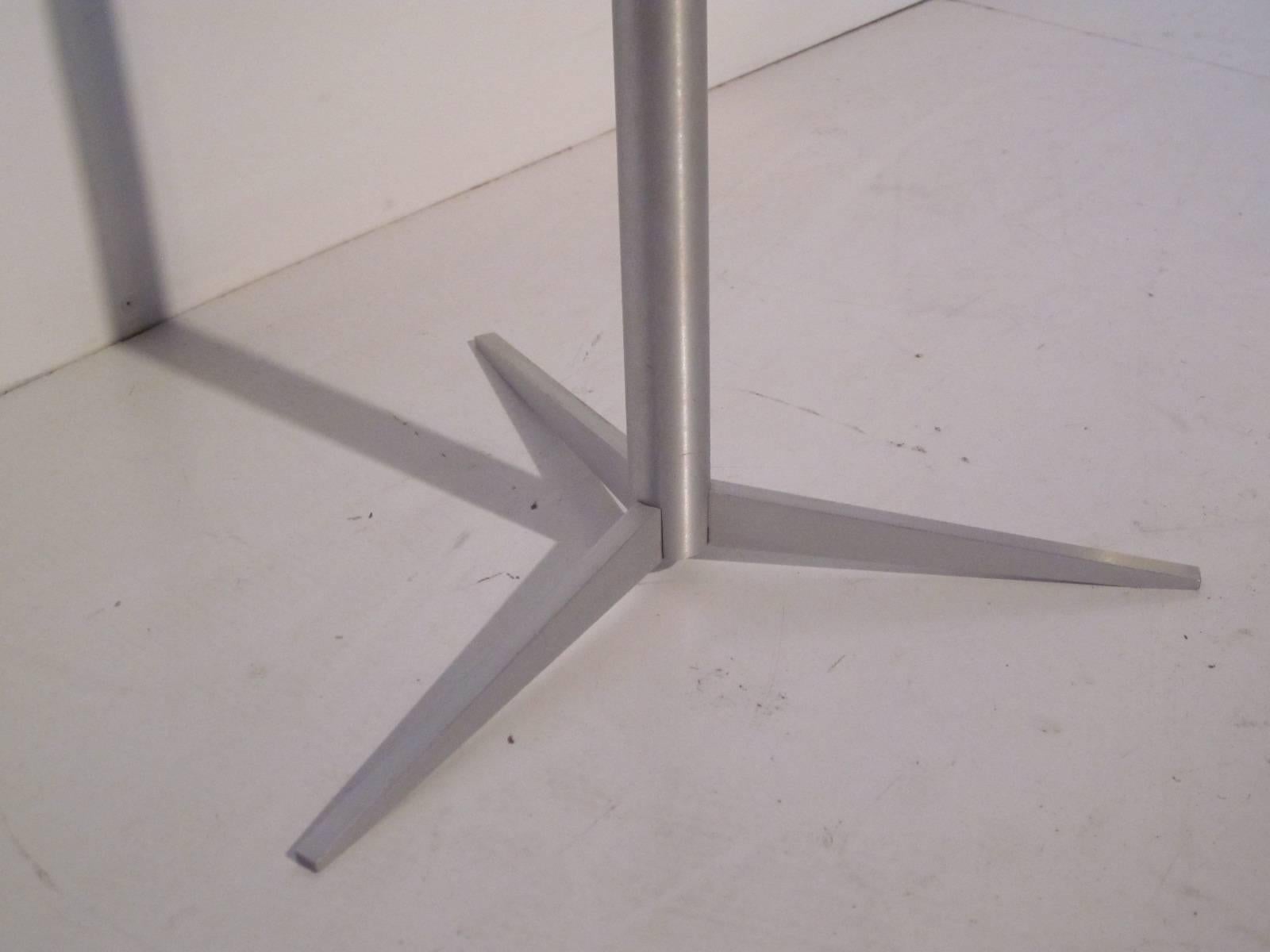 Mid-Century Modern Walnut and Aluminum Cigarette Side Table